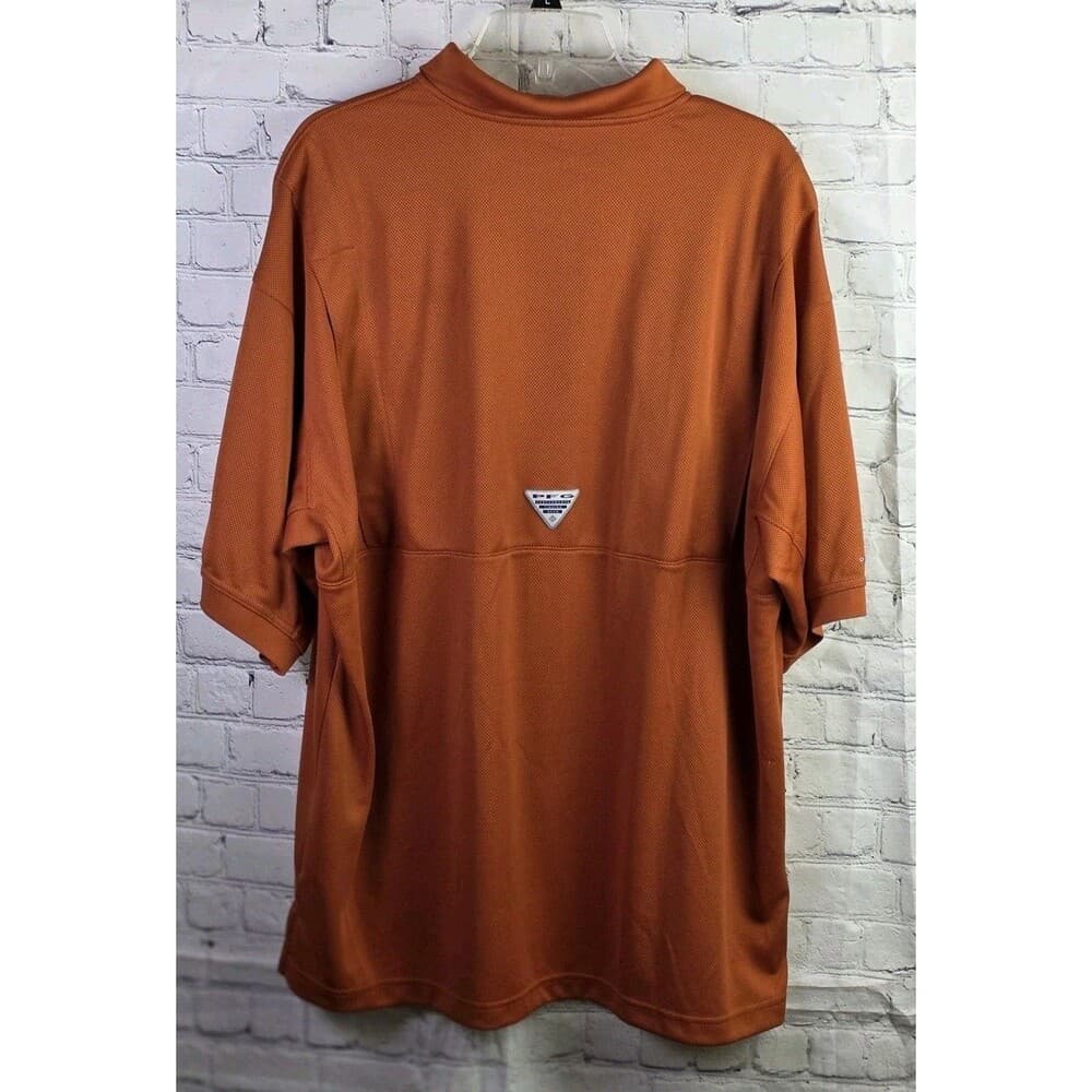 Columbia PFG Men's Large Texas Longhorns Burnt Orange Short Sleeve Polo Shirt - Thumbnail 7
