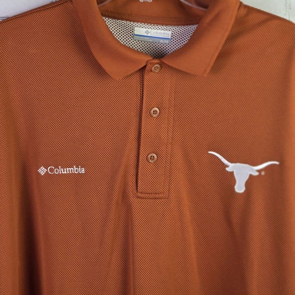 Columbia PFG Men's Large Texas Longhorns Burnt Orange Short Sleeve Polo Shirt - Thumbnail 2