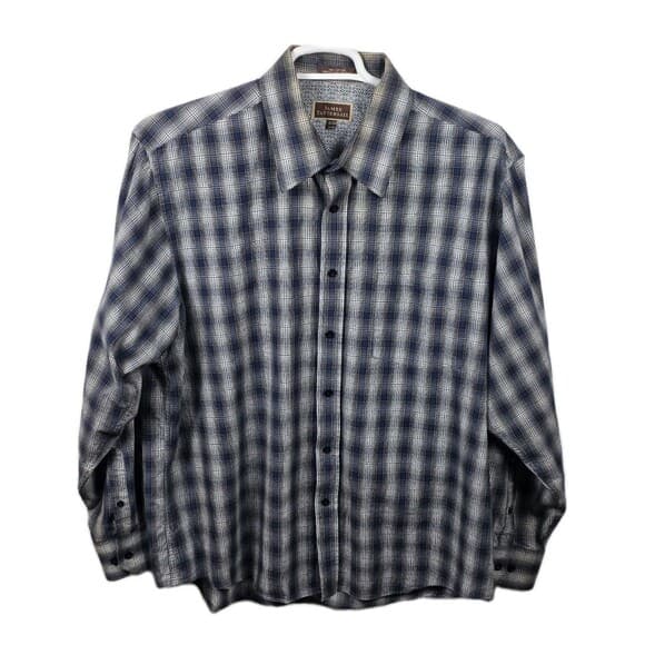 James Tattersall‎ Men's Size XXL Blue & Grey Plaid Long Sleeve Button Down Shirt - Thumbnail 9