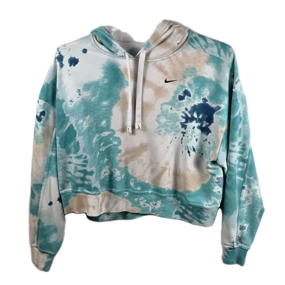 Nike Tye Dye Hoodie XL Preowned Crop Teal White Womens - Thumbnail 7