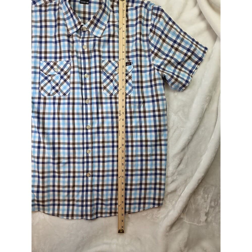 Enyce Shirt Men's 4XL Blue Plaid‎ Short Sleeve Button Up Shirt - Thumbnail 7