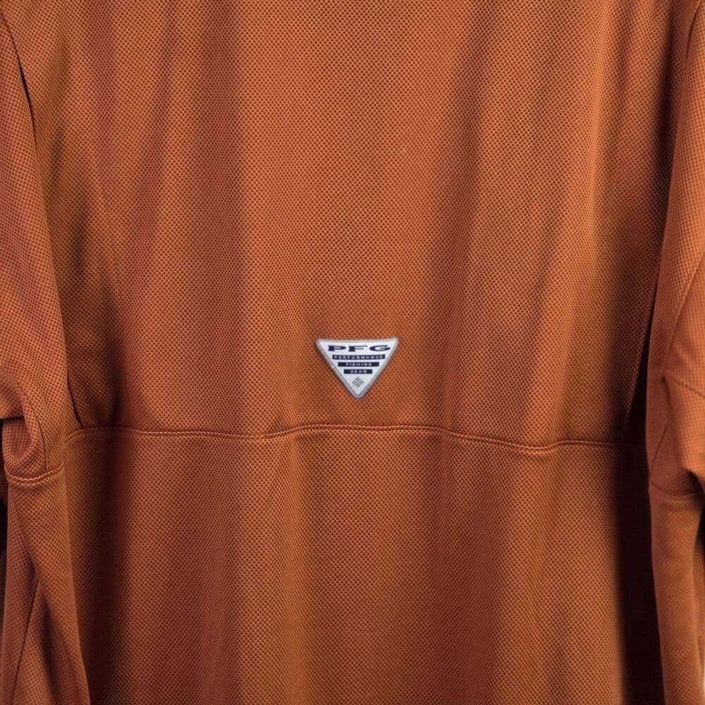 Columbia PFG Men's Large Texas Longhorns Burnt Orange Short Sleeve Polo Shirt - Thumbnail 8