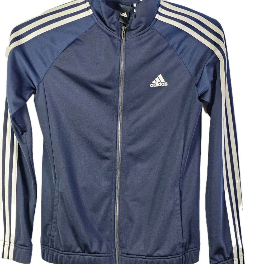 Adidas Women's Small Blue & White Full Zip Jacket - Thumbnail 7