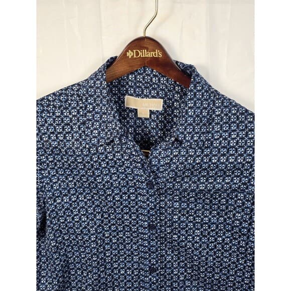 Michael Kors Size Small‎ Blue & White Long Sleeve Blouse - Thumbnail 8