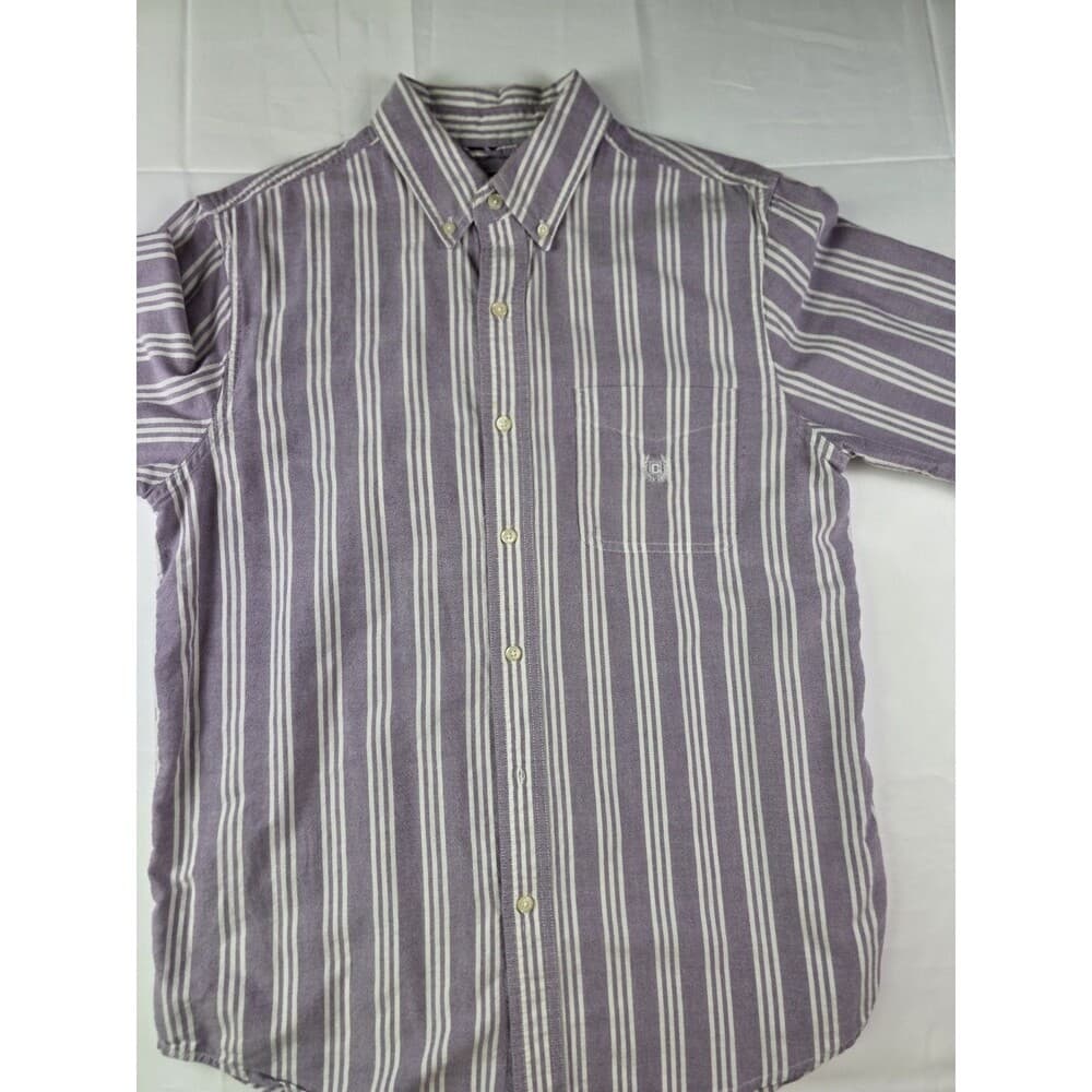 CHAPS Men's Size Medium Purple Striped‎ Button Down Long Sleeve Shirt - Thumbnail 6