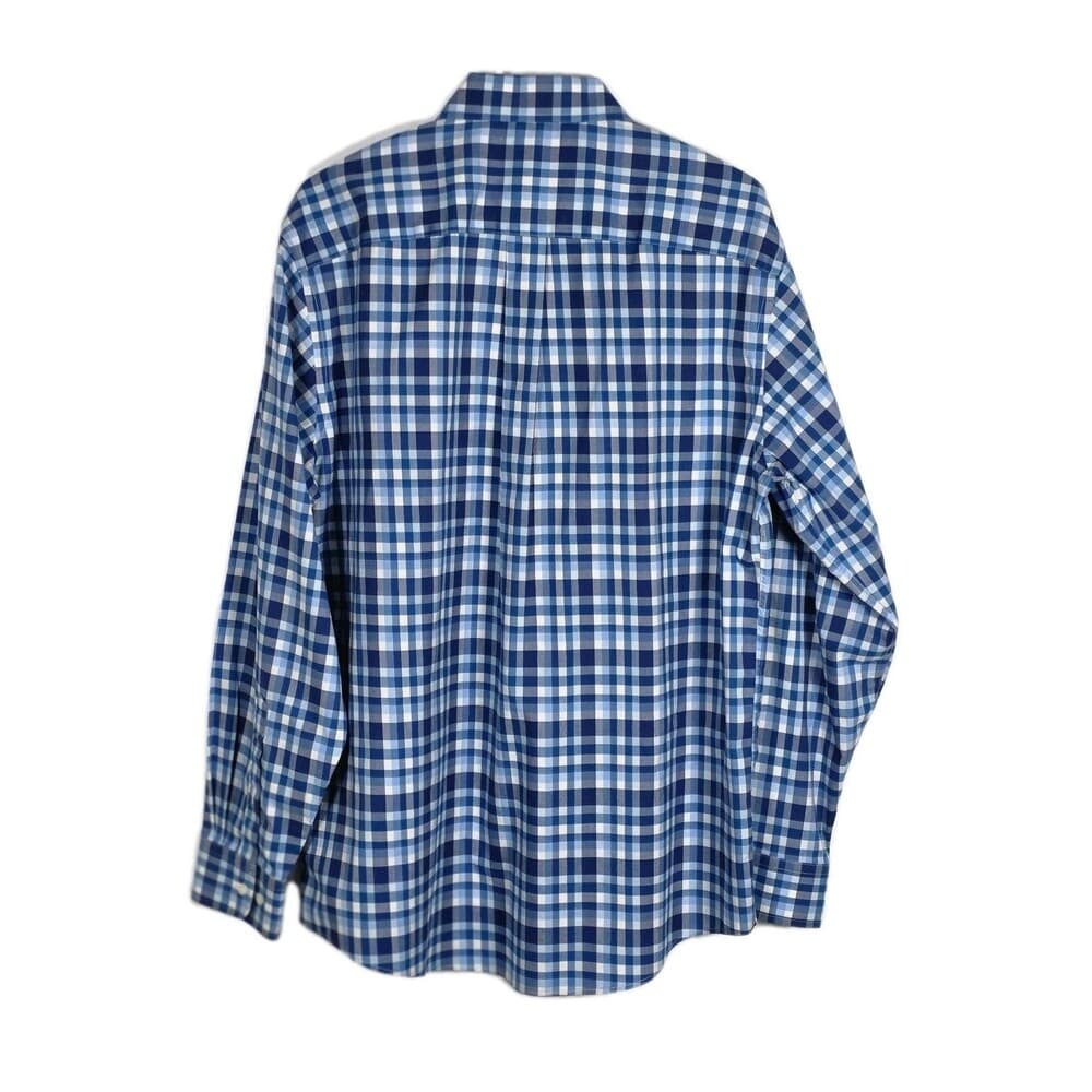 Jos A Bank Shirt Mens Large Blue Gingham Check Button Up Long Sleeve 100% Cotton - Thumbnail 4