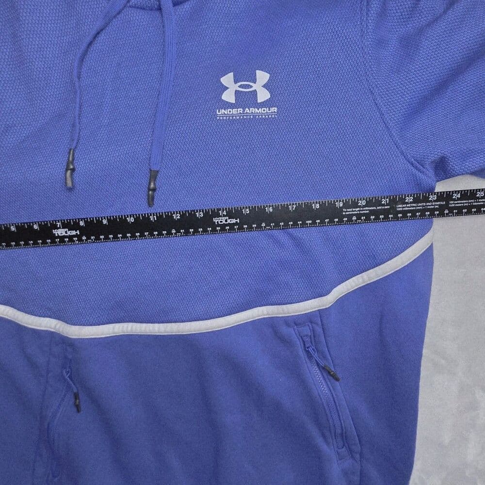 Vintage Under Armour Men's Large Royal Blue Long Sleeve Hoodie - Thumbnail 5