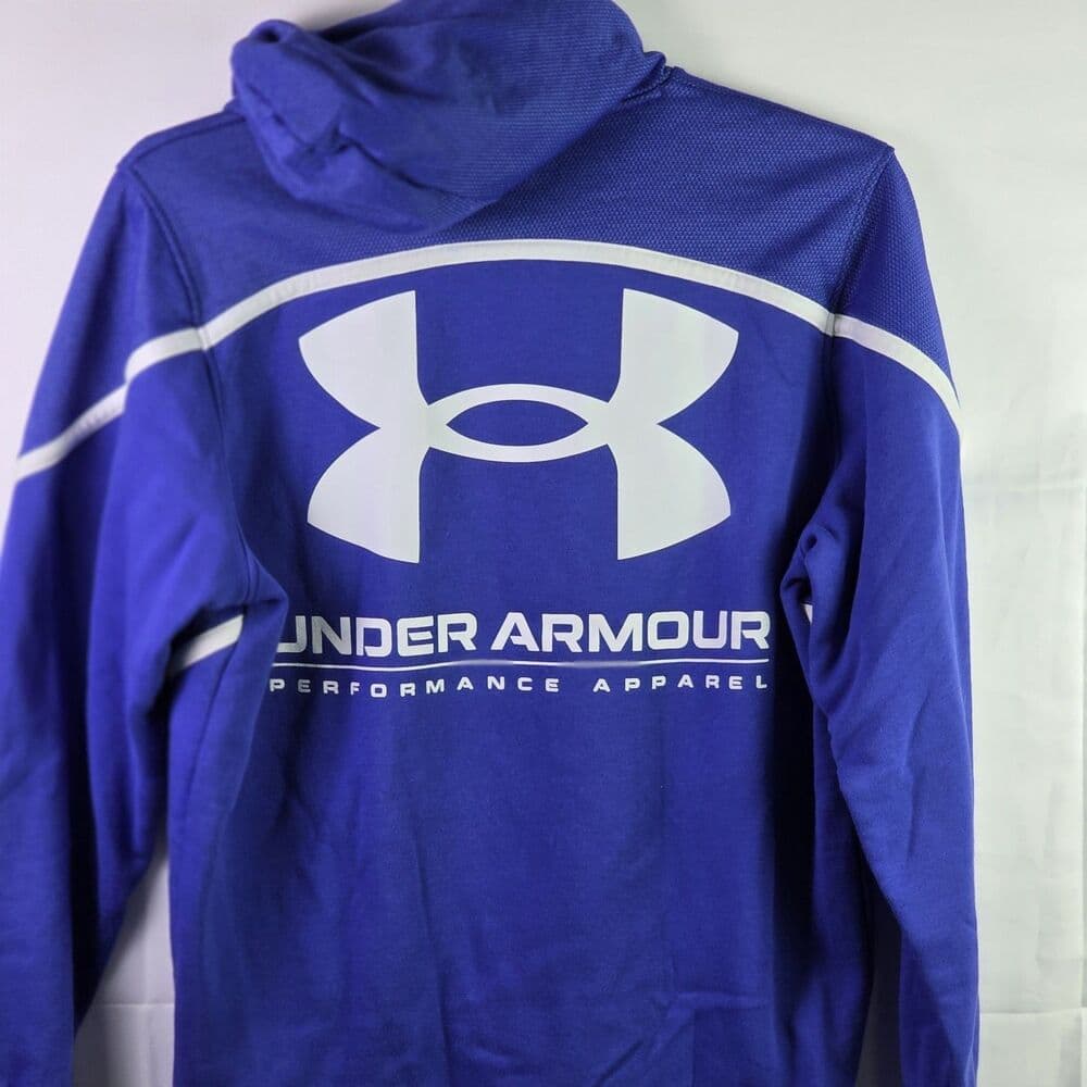 Vintage Under Armour Men's Large Royal Blue Long Sleeve Hoodie - Thumbnail 9