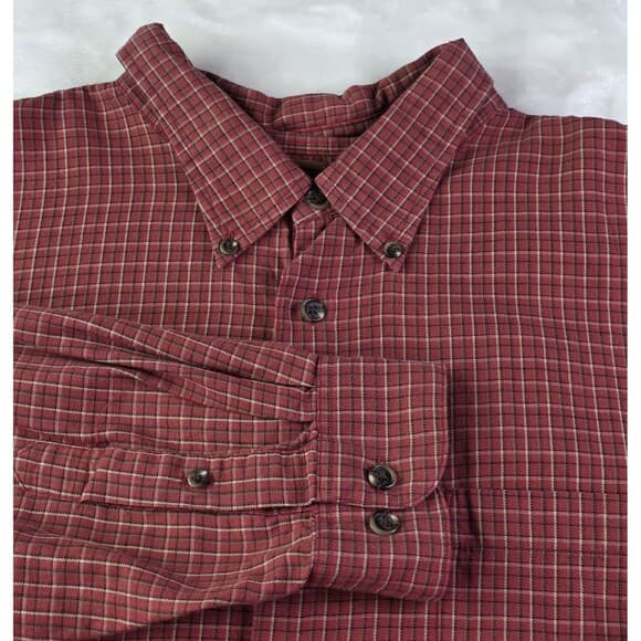 IZOD Jeans‎ Men's XXL Red Plaid Button Up Long Sleeve Shirt - Thumbnail 7