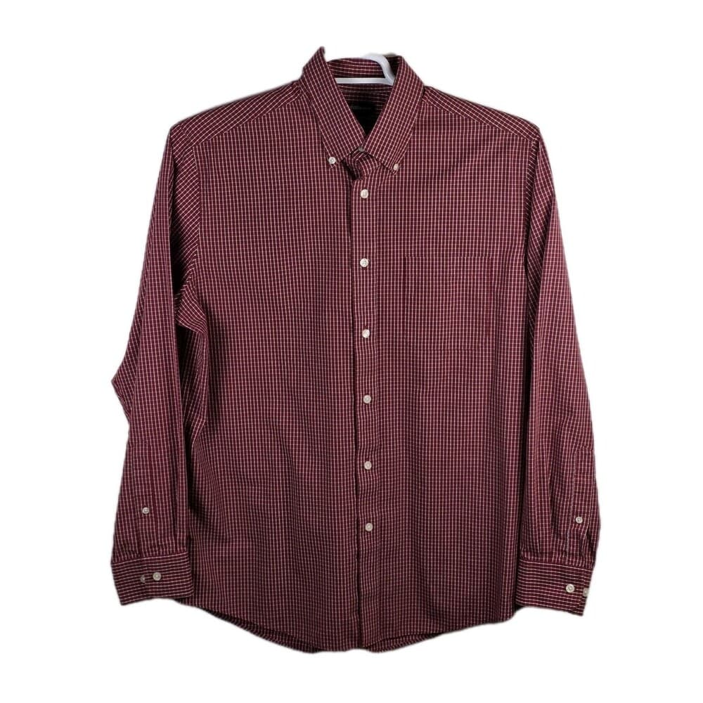 Croft & Barrow Men's 16 34/35 Easy Care Red Checkered Long Sleeve Button Up - Thumbnail 7