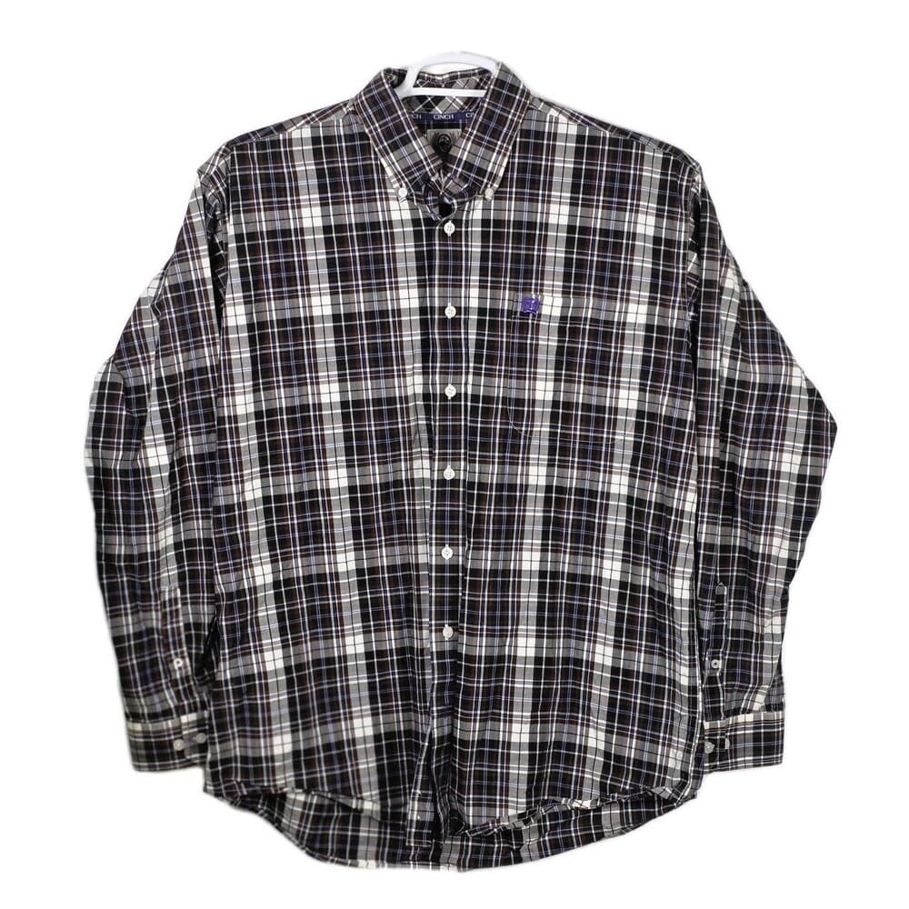 Cinch‎ Men’s Medium Plaid Multicolor Long Sleeve Button Up Shirt - Thumbnail 10