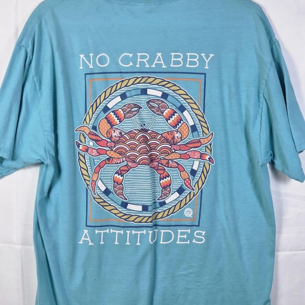 Girle Girl's Women's Large Teal "Crabby‎ Attitudes" T- Shirt - Thumbnail 5