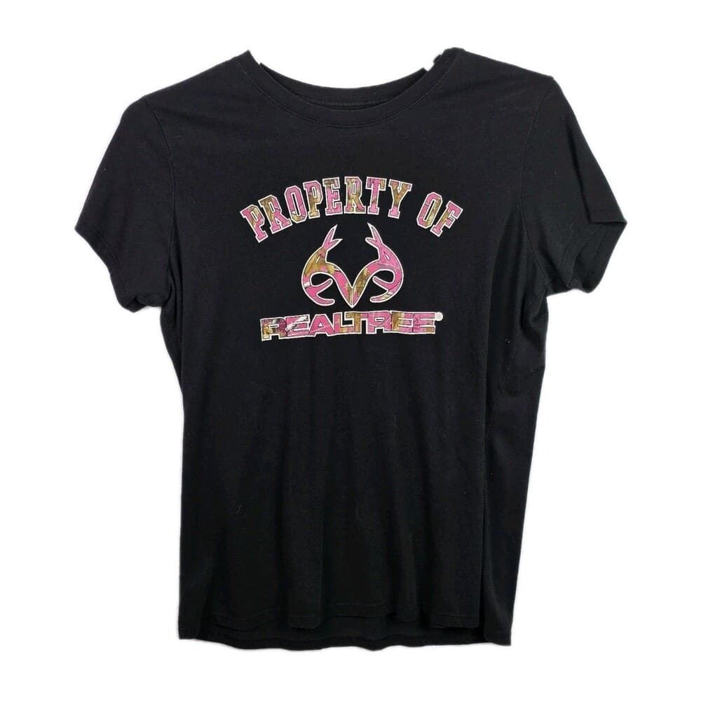 RealTree Shirt Womens‎ XL Black Pink Round T-Shirt - Thumbnail 7