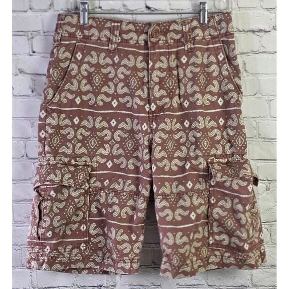 American Rag Men's 29" Brown Paisley Cargo Shorts - Thumbnail 14