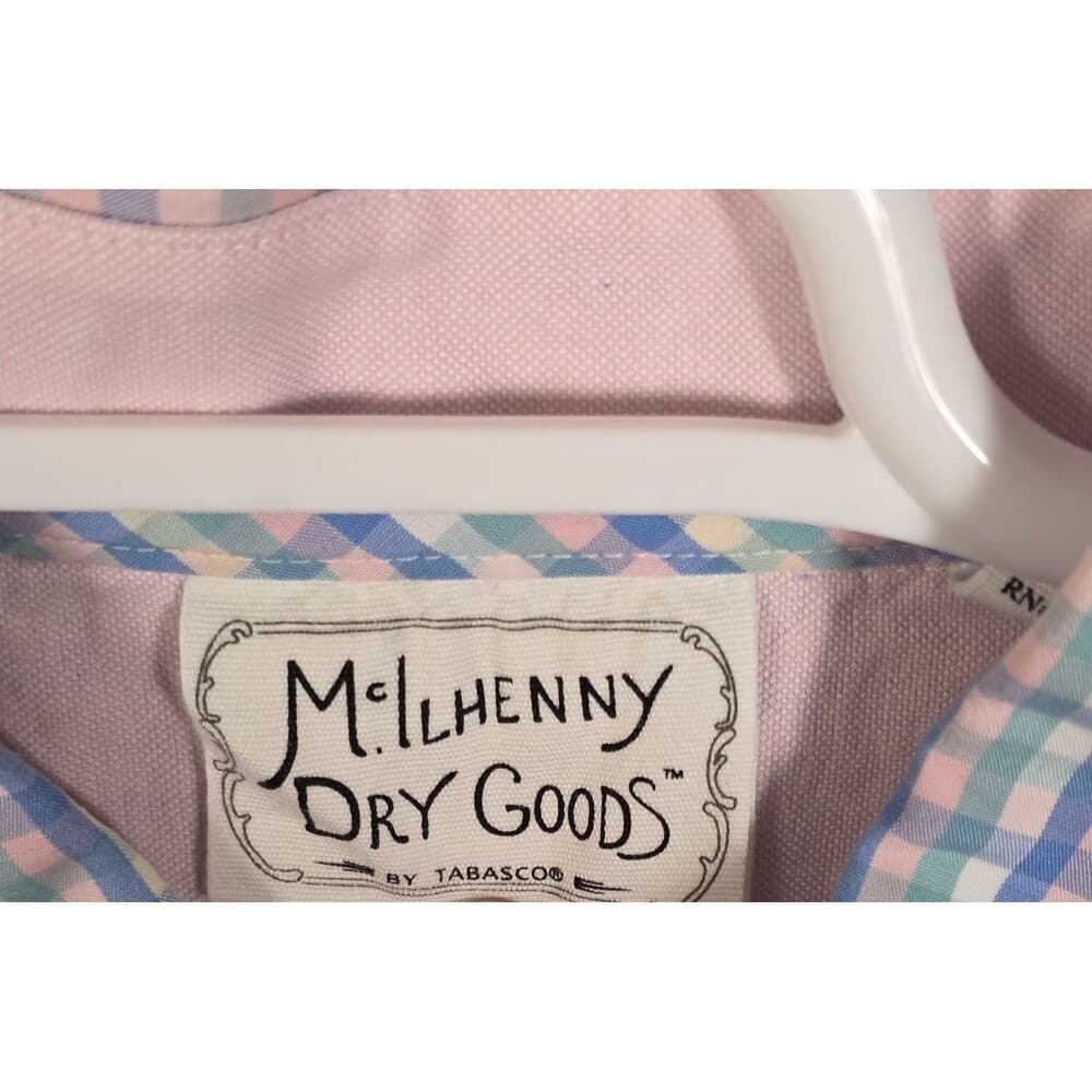 McILHenny By Tabasco Dry Goods Men's XL Pastel Pink‎ Blue Long Sleeve Shirt - Thumbnail 2