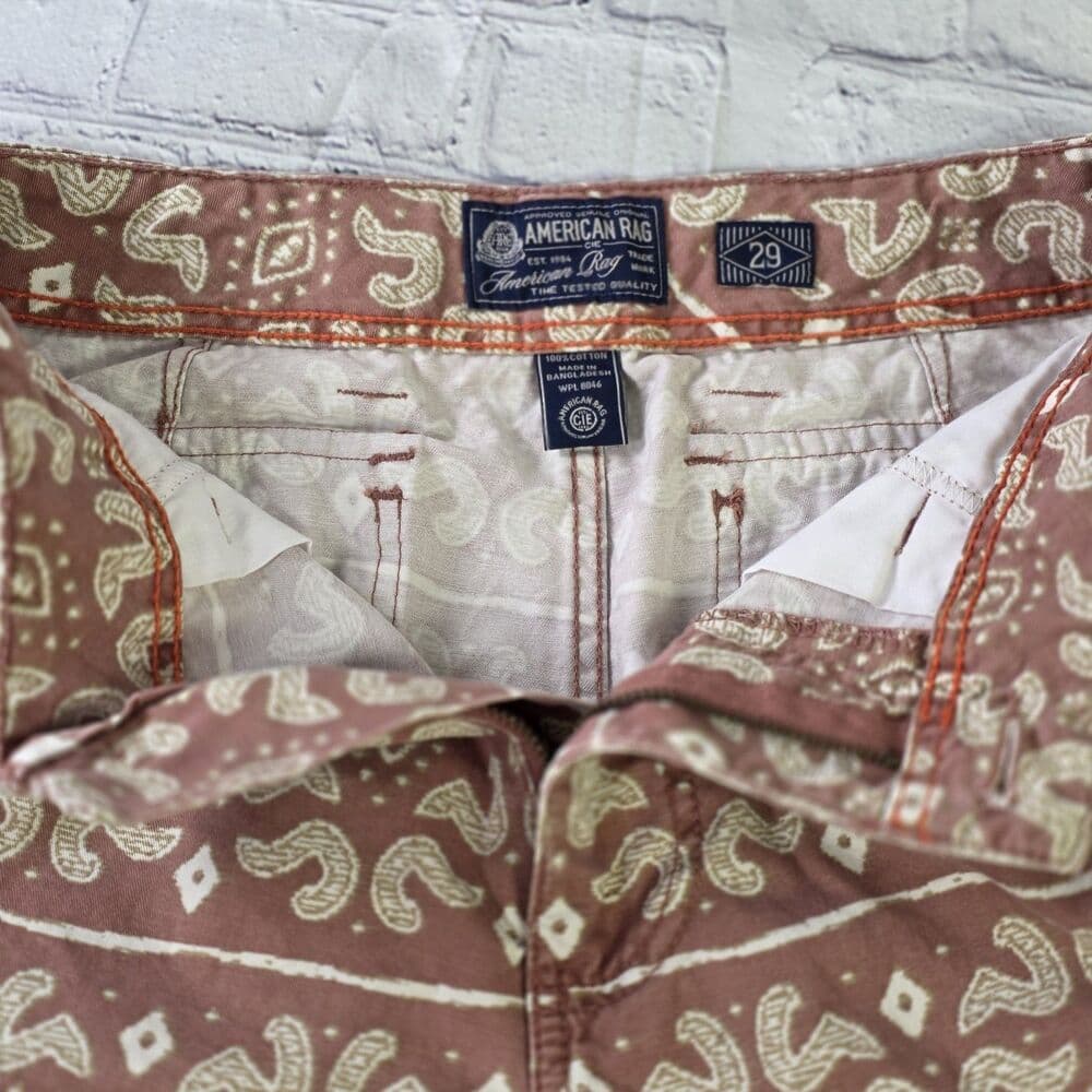 American Rag Men's 29" Brown Paisley Cargo Shorts - Thumbnail 5