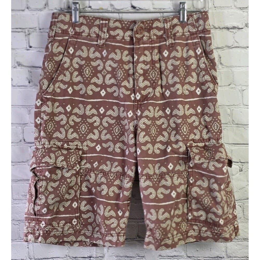 American Rag Men's 29" Brown Paisley Cargo Shorts - Thumbnail 13