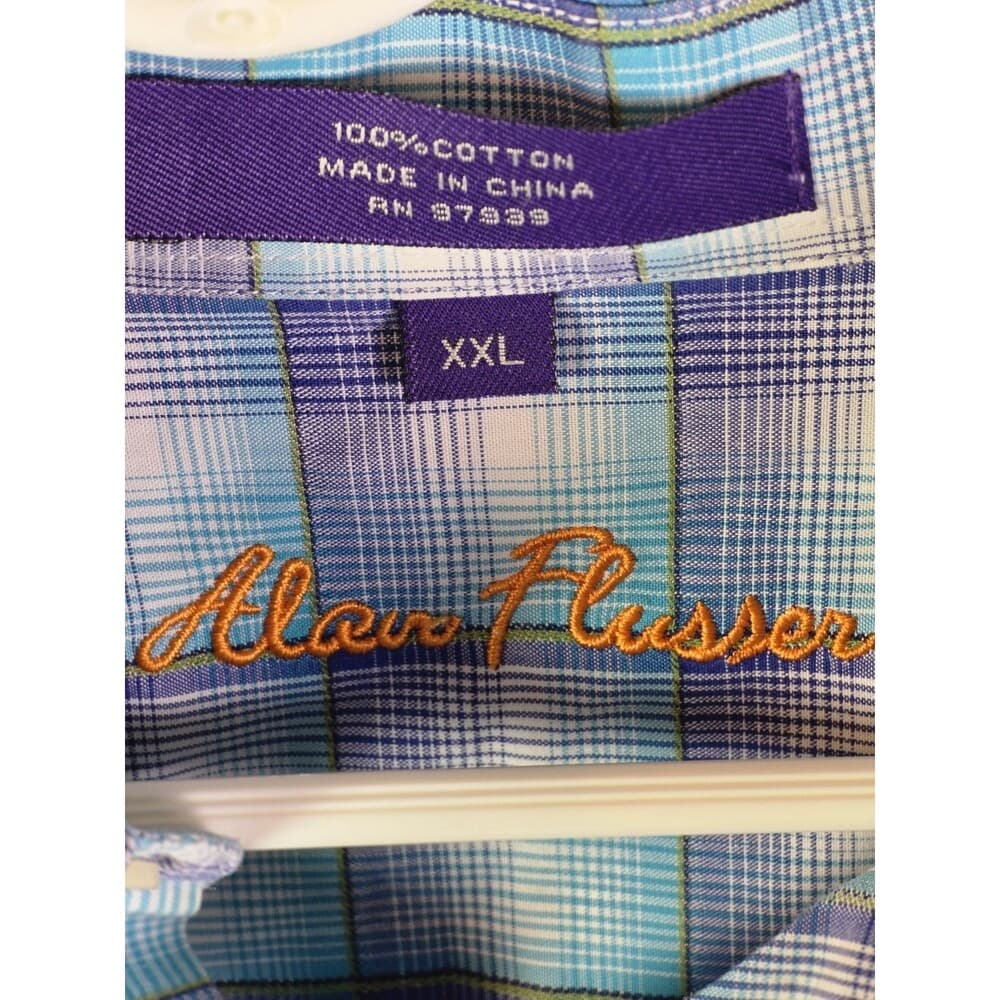 Alan Flusser Men's‎ XXL Multi-Colored Checkered Long Sleeve Button Up Shirt - Thumbnail 2