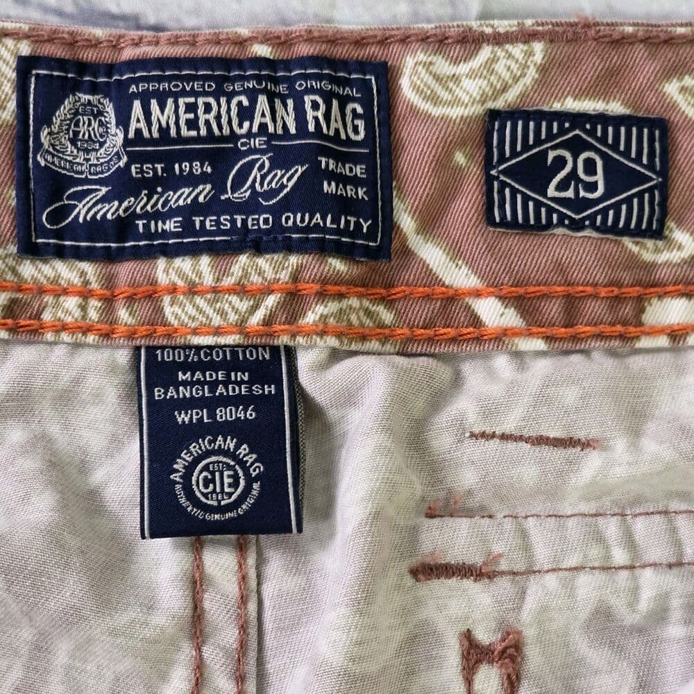American Rag Men's 29" Brown Paisley Cargo Shorts - Thumbnail 6