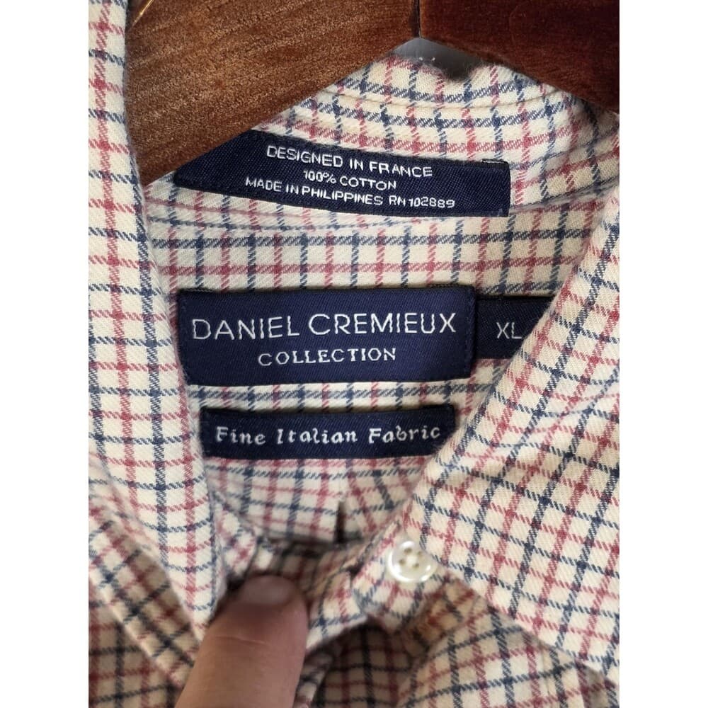 Daniel Cremieux Men's XL‎ Plaid Red/Tan/Blue Button Down Shirt - Thumbnail 3