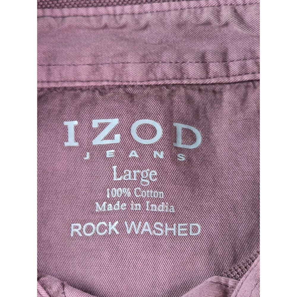 Vintage Izod Jeans Men's Large‎ Rock Washed Lavender Short Sleeve Shirt - Thumbnail 2