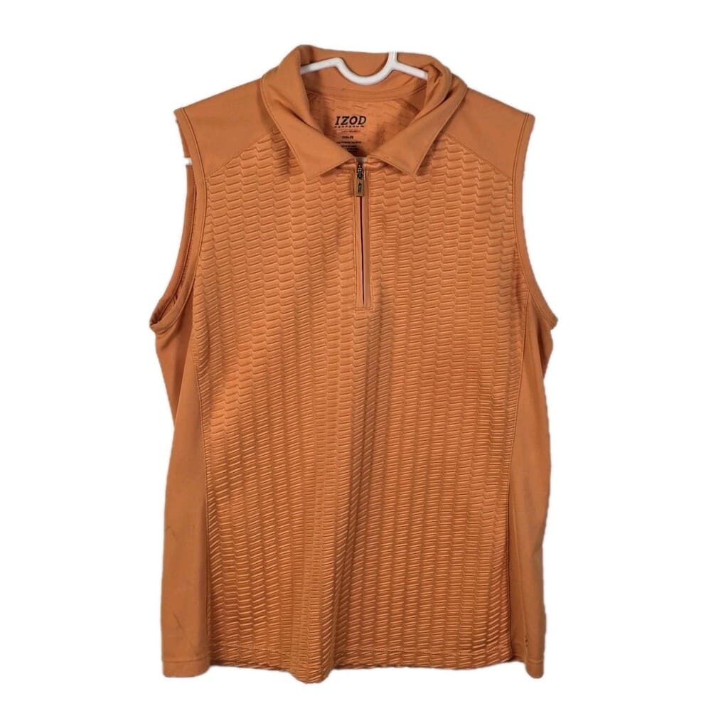 Izod Women's‎ Medium Orange Cool Fx 1/4 Zip Sleeveless Pullover - Thumbnail 6