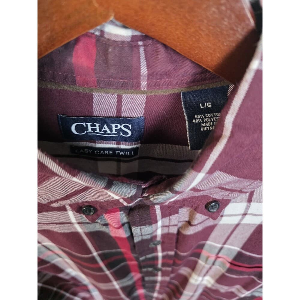 Chaps Easy-Care Men's Plaid Small Button Up‎ Shirt - Thumbnail 2
