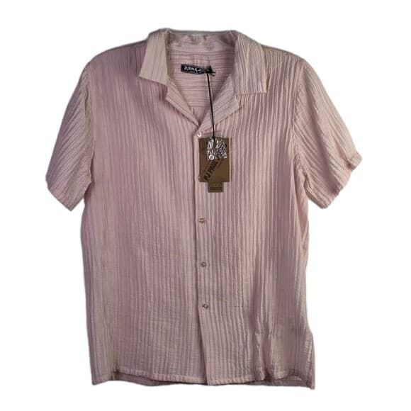 NWT PJ Paul Jones Men's Small Pink Textured Casual Shirt Sleeve Button-Up Shirt - Thumbnail 13