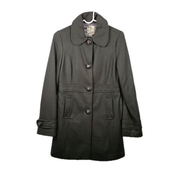 Tulle Women's Medium Olive Green Wool Blend Pea Coat - Thumbnail 9