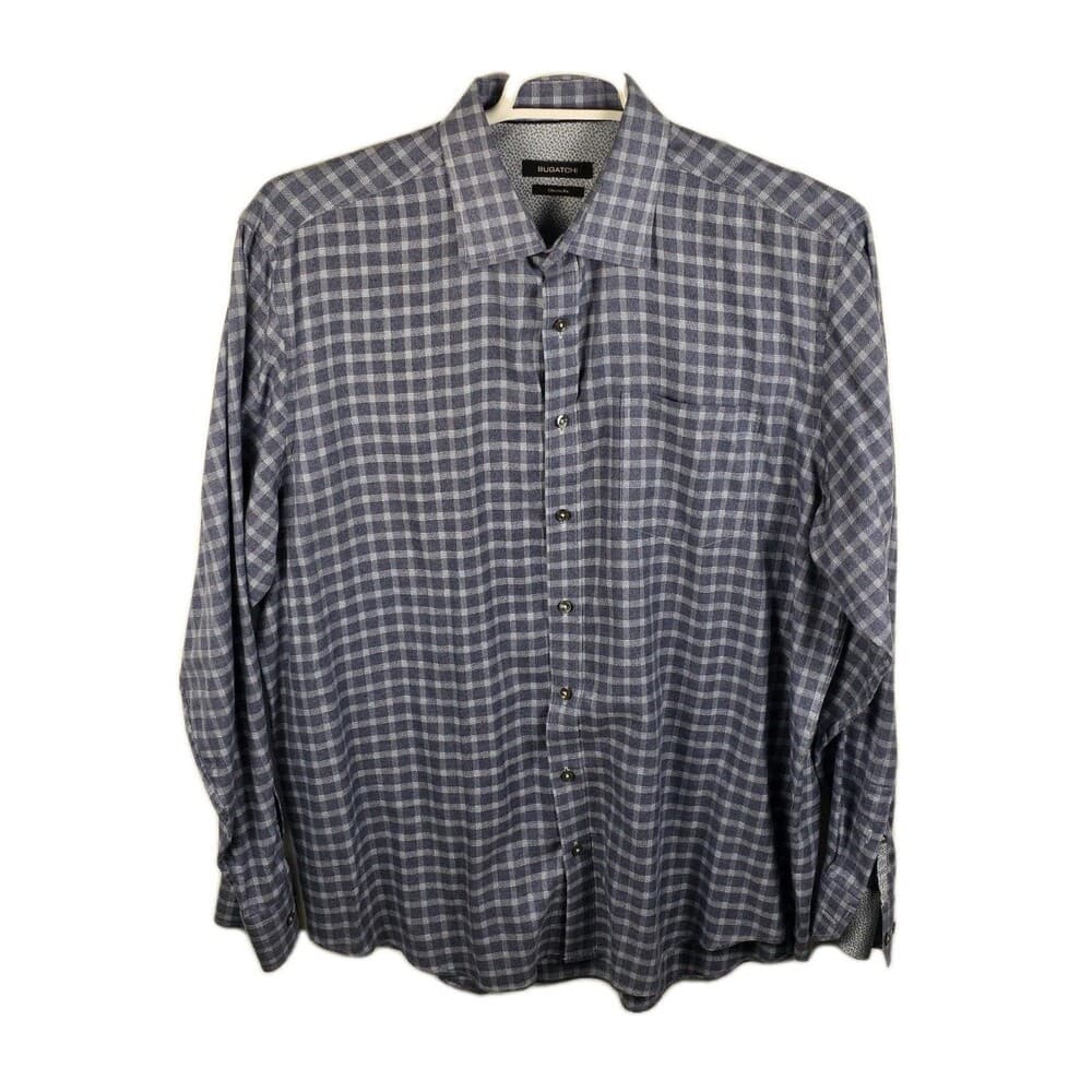 Bugatchi Shirt Men XXL Gray Casual Fit Button Down Long Sleeve Button Up Shirt - Thumbnail 8