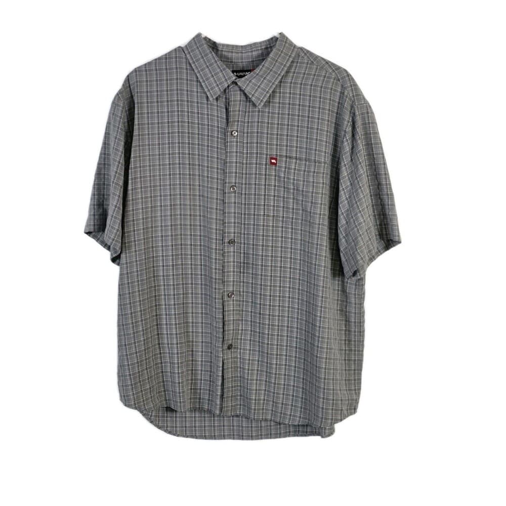 Tony Hawk Men's Large Plaid Gingham Short Sleeve Button Up Shirt - Thumbnail 8