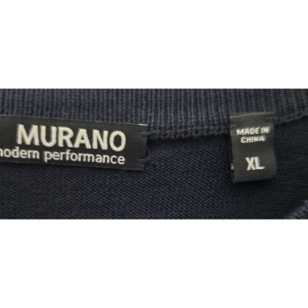 Murano Modern Preformance Men's XL Navy Blue Embroidered Long Sleeve Sweater - Thumbnail 2
