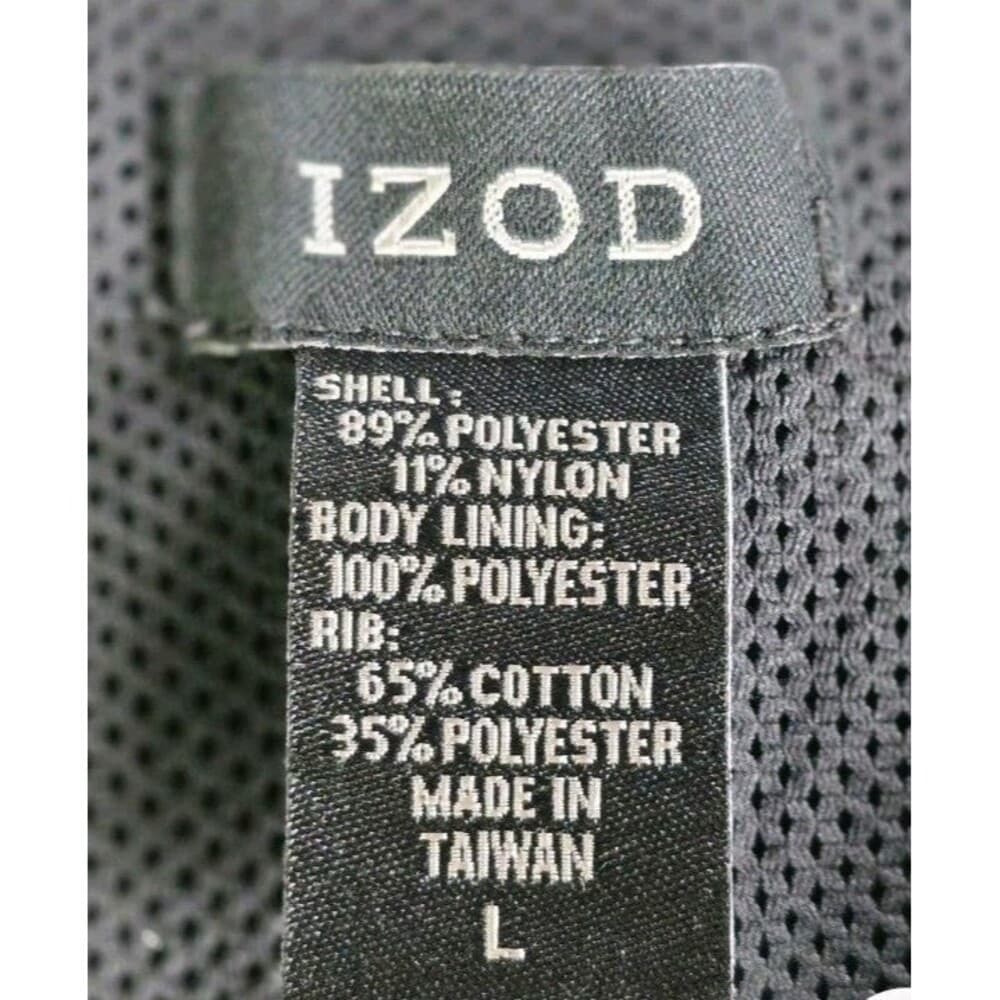 Izod Men's Large Black Mesh Lined V-Neck Windbreaker Vest - Thumbnail 2
