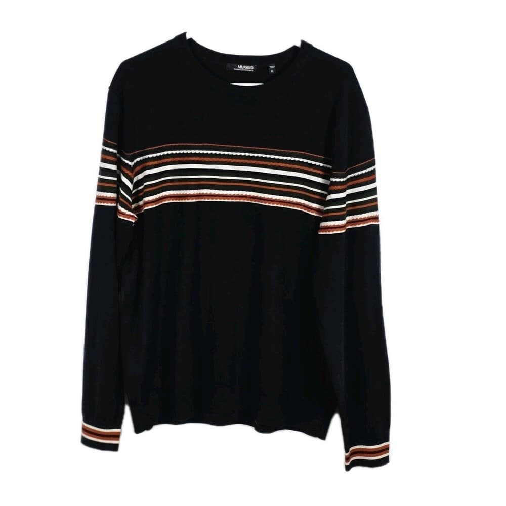 Murano Modern Preformance Men's XL Navy Blue Embroidered Long Sleeve Sweater - Thumbnail 8