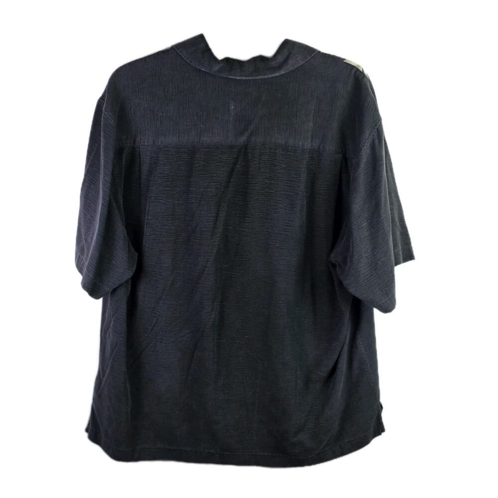 Jamaica Jaxx Men's XL Black With Brown Palm Leaves Short Sleeve Silk Shirt - Thumbnail 6