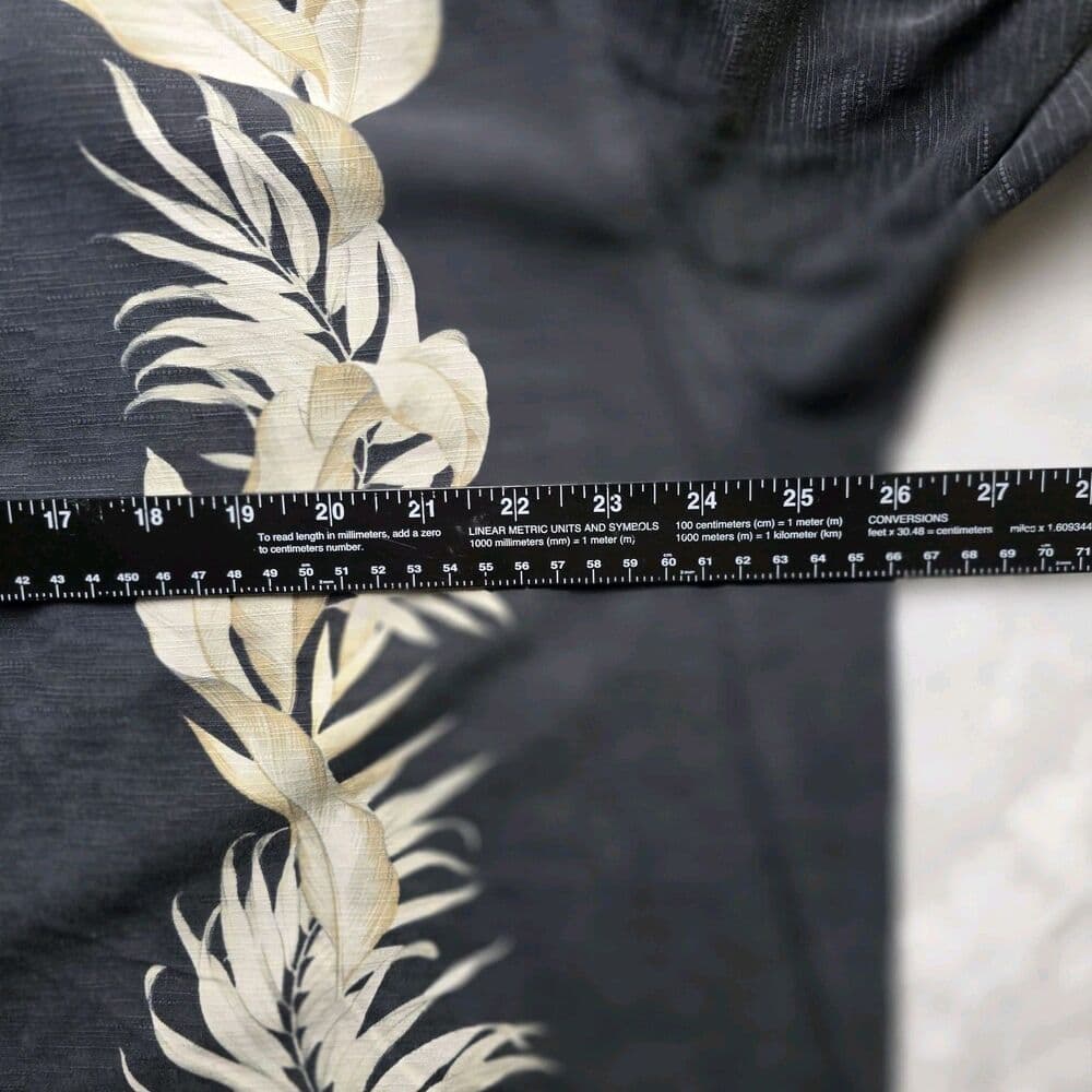 Jamaica Jaxx Men's XL Black With Brown Palm Leaves Short Sleeve Silk Shirt - Thumbnail 4
