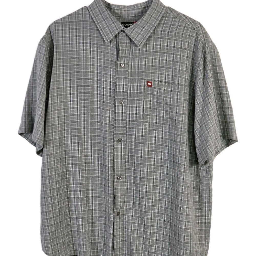 Tony Hawk Men's Large Plaid Gingham Short Sleeve Button Up Shirt - Thumbnail 2