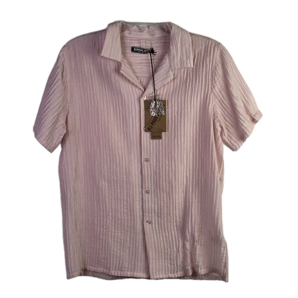 NWT PJ Paul Jones Men's Small Pink Textured Casual Shirt Sleeve Button-Up Shirt - Thumbnail 12