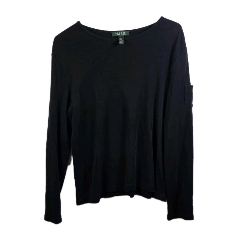LRL Lauren‎ Jean Co Women’s Large Black Crewneck Long Sleeve Shirt - Thumbnail 8