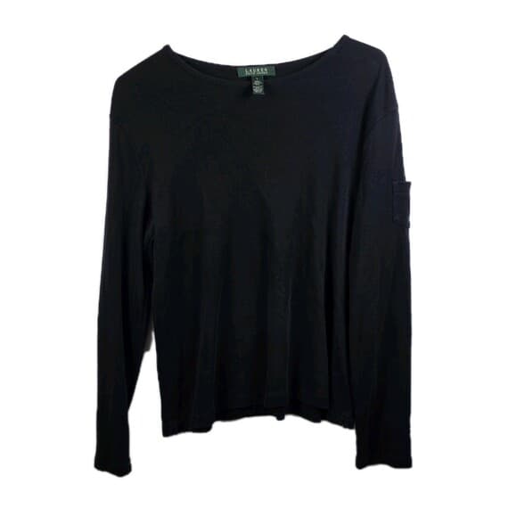 LRL Lauren‎ Jean Co Women’s Large Black Crewneck Long Sleeve Shirt - Thumbnail 9