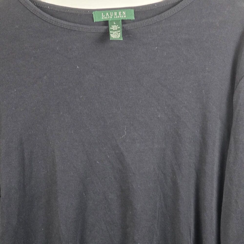LRL Lauren‎ Jean Co Women’s Large Black Crewneck Long Sleeve Shirt - Thumbnail 2