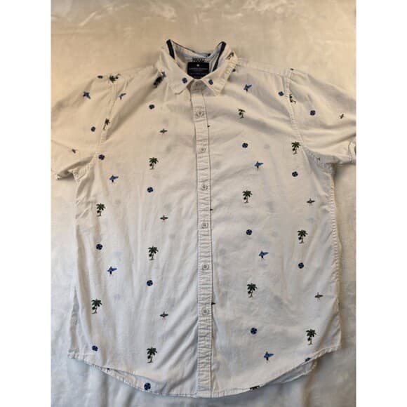 Denim & Flower Men's Large Multicolored Slim Fit Short‎ Sleeve Shirt With Flaws - Thumbnail 7