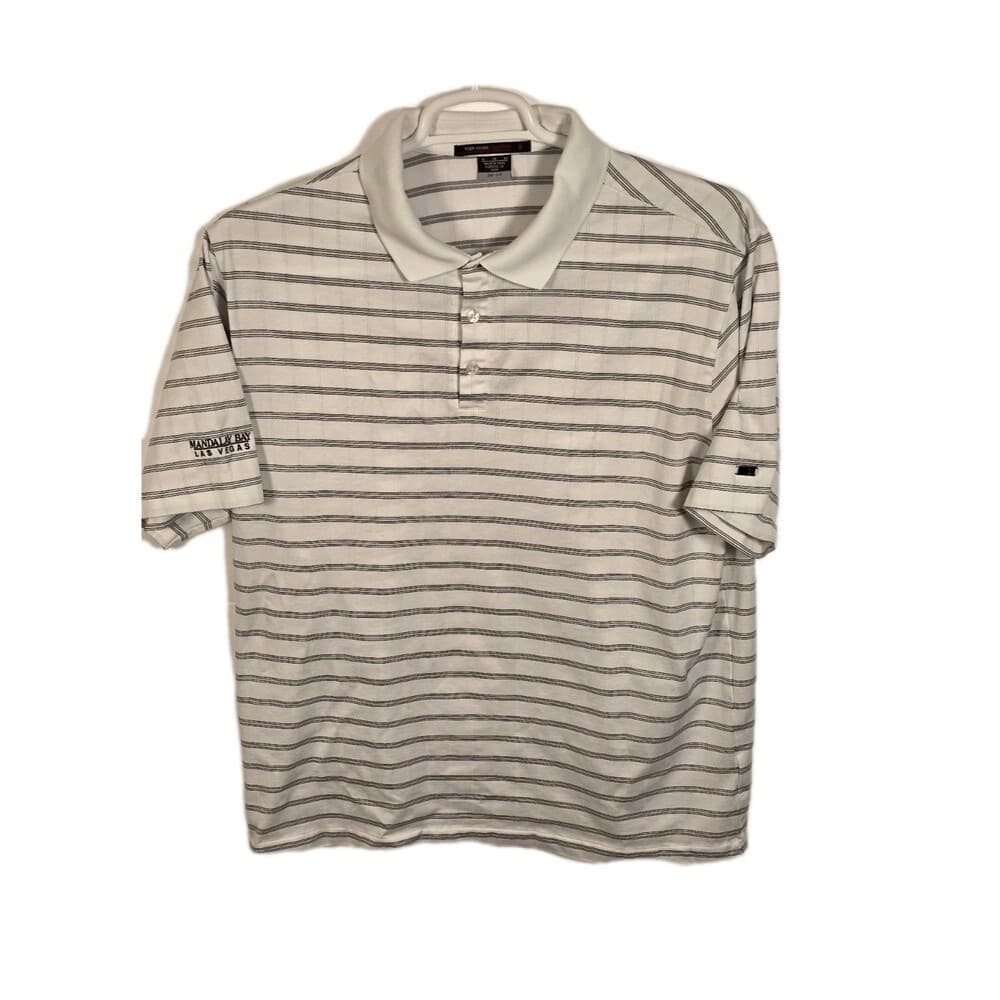 Tiger‎ Woods Men's XL White Striped Fit Dry Performance Short Sleeve Golf Shirt - Thumbnail 10