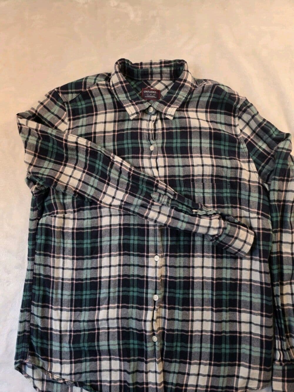 Untuckit Womens Size 8 Norante Green Plaid Long Sleeve Button Up Shirt - Thumbnail 8
