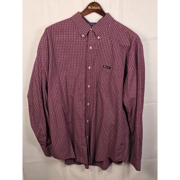 Chaps Men's XL Easy Care Maroon Plaid Long Sleeve Button Up Shirt‎ - Thumbnail 8