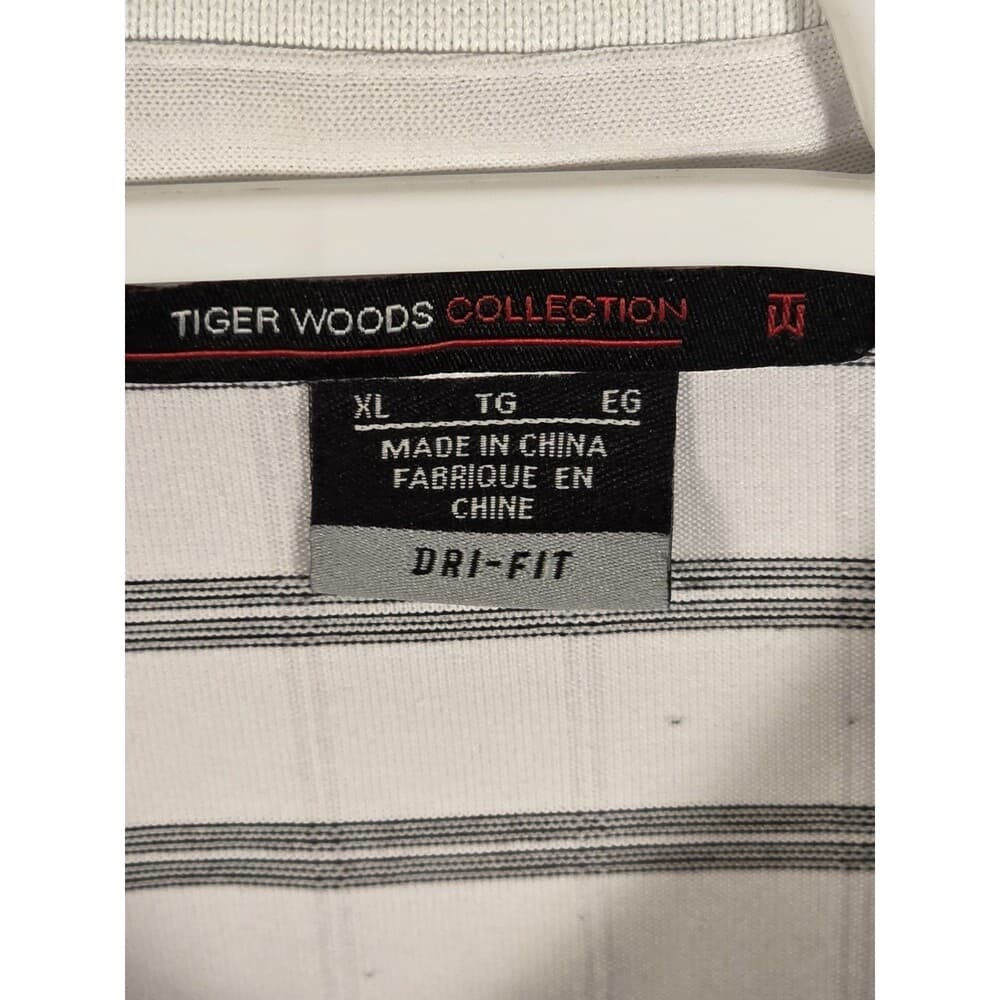 Tiger‎ Woods Men's XL White Striped Fit Dry Performance Short Sleeve Golf Shirt - Thumbnail 3