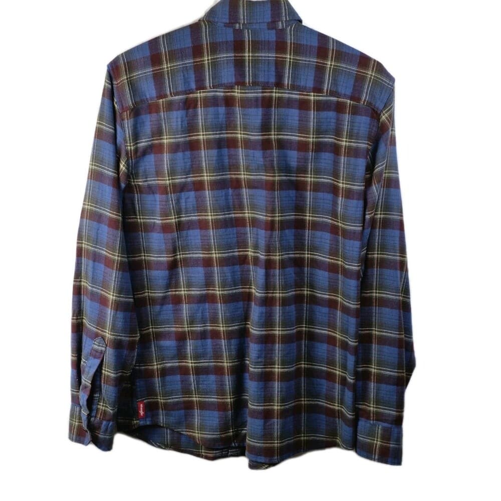 Wrangler Men's‎ Small Blue Plaid Long Sleeve Flannel Button Up Shirt - Thumbnail 6