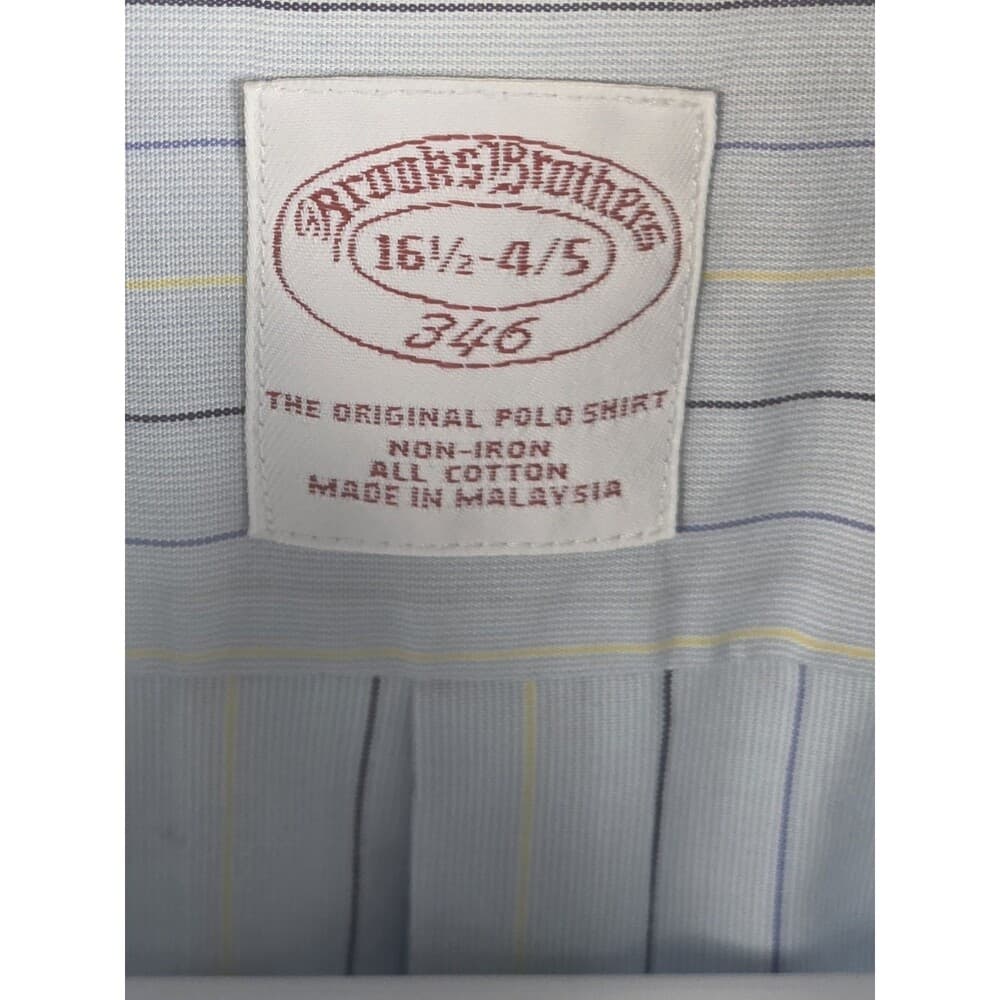 Brooks Brothers 346 Men's 16 1/2-4/5‎ Cotton Blue Long Sleeve Shirt - Thumbnail 2