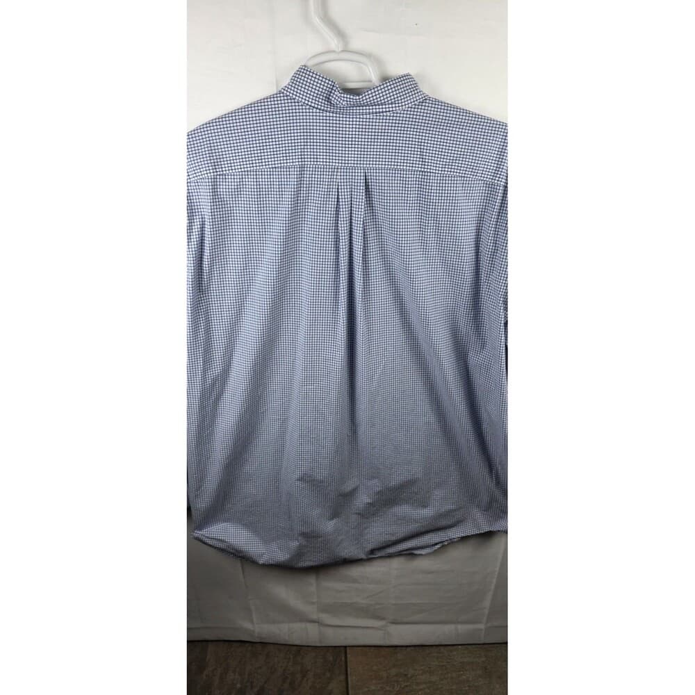 Polo‎ Ralph Lauren Men's 2XLT/2YGL Blue/ White Gingham Check Long Sleeve Shirt - Thumbnail 6
