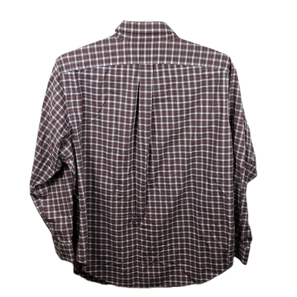 Lauren Ralph Lauren Size 17.5/34-35‎ Gingham Burgundy Plaid Button Up Shirt - Thumbnail 6